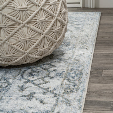 Pavel Distressed Medallion Low-Pile Machine-Washable Area Rug
